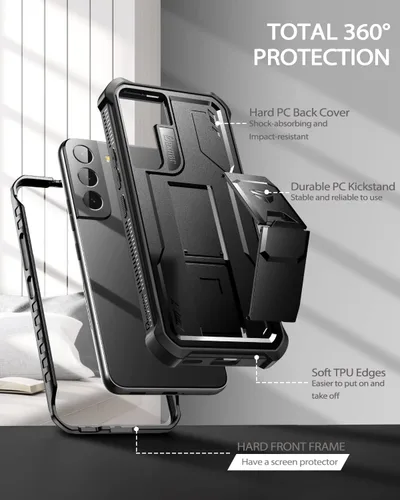 Miniatura 5 de Dexnor Funda para Samsung Galaxy S22 Plus, [protector de pantalla y soporte integrados] Protección de grado militar resistente a prueba de golpes