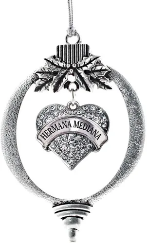 Miniatura 97 de Inspired Silver - Red Merry - Adorno de Navidad plateado - Adorno de árbol de Navidad con dije de corazón con circonita cúbica - Decoración colgante