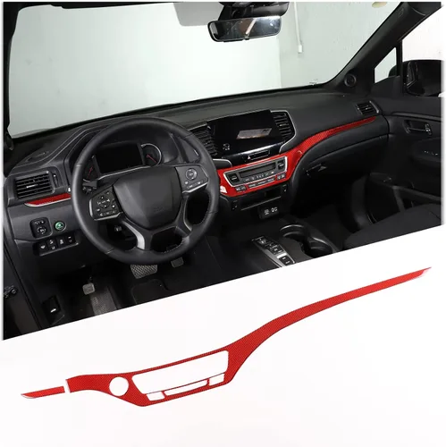Miniatura 10 de Decoración de consola central de automóvil de fibra de carbono real suave 3D, marco de decoración, kit de decoración compatible con Honda Pilot 2015