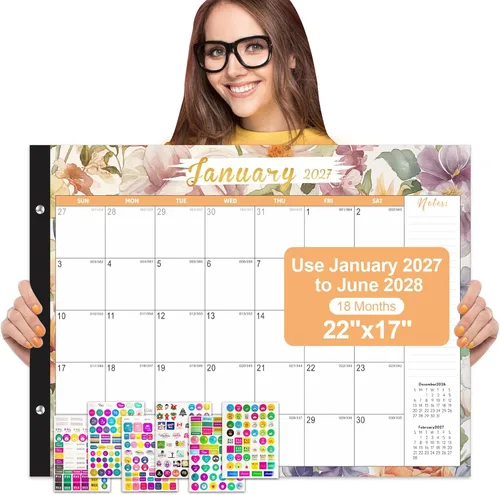 Miniatura 10 de Gannyfer Calendario de escritorio 2026-18 meses, calendario de escritorio grande, para usar ahora hasta diciembre de 2026, calendario de escritorio