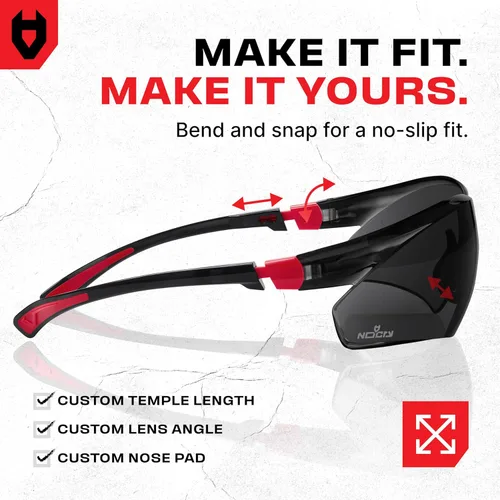 Miniatura 6 de NoCry Gafas de sol de seguridad para el trabajo y los deportes con lentes envolventes tintadas verdes resistentes a los arañazos y agarres Negro &