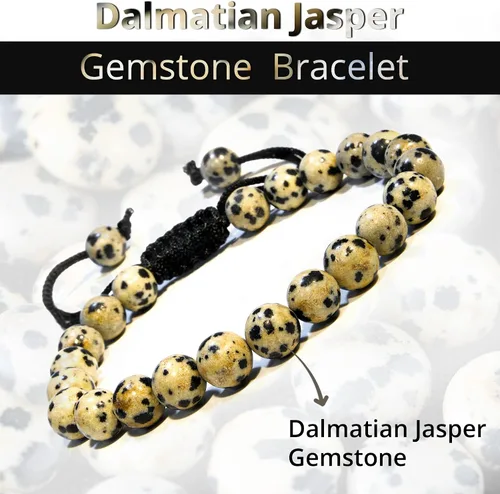 Miniatura 93 de Adjustable Crystal Bracelet – Gemstone Bead Bracelet with Adjustable Macrame String – Chic Gemstone Bracelet for Men and Women – 8mm Round Healing