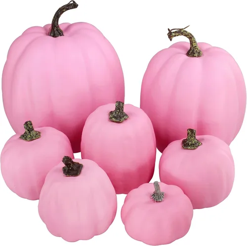 Miniatura 15 de 7 piezas de calabazas artificiales de otoño de tamaños variados, calabazas de cosecha, calabazas de espuma sintética para la temporada de otoño