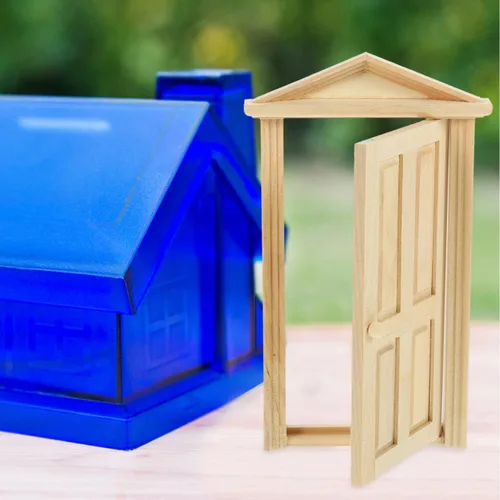 Miniatura 5 de Zerodeko Puerta de casa de muñecas escala 1 12, mini puerta de madera, frente de casa de muñecas escala 1 12, mini madera para muñecas, accesorios