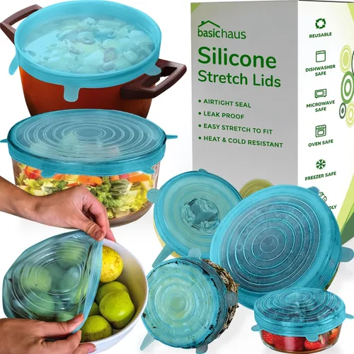 Miniatura 9 de Tapas elásticas de silicona reutilizables para almacenamiento de alimentos en el refrigerador, fundas elásticas resistentes al calor, tazas, latas