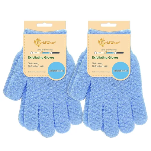 Miniatura 15 de Evridwear - Guantes exfoliantes de baño de doble textura para ducha, spa, masaje y exfoliantes corporales, elimina las células muertas de la piel