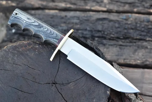 Miniatura 3 de Cuchillo Bowie de 13 pulgadas, hoja fija, mango de madera, cuchillo de caza de acero D2 con funda de cuero para campamento, senderismo, supervivencia