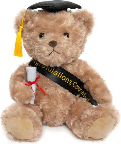 WEIGEDU Oso de peluche de regalo de graduación con gorra, banda y diploma, regalo de graduación para niños, estudiantes, niños y niñas, 12 pulgadas