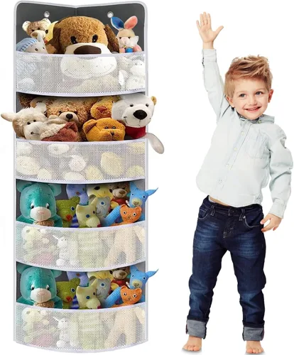 Ofiray-home Estante esquinero suave | Organizador colgante seguro | Almacenamiento de pared apto para niños | para artículos diversos, juguetes,