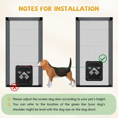 Miniatura 5 de Puerta de perro para puerta mosquitera, puerta para mascotas con cerradura para puerta corrediza, solapa magnética de cierre automático de 14 x 11.8