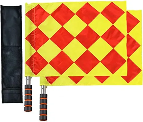 Banderas de árbitro de línea de fútbol, mango de espuma de poste de metal con bolsa de transporte (banderas de árbitro de fútbol)