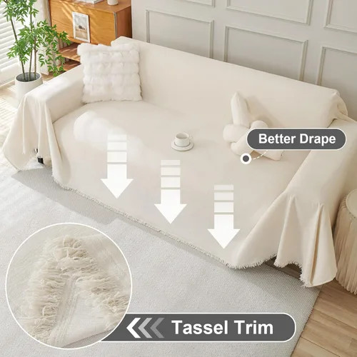Miniatura 3 de OstepDecor Funda de Sofá de Chenilla, Fundas de Sofá Beige Lavables, Fundas de Sofá Seccional para Sofá en Forma de L, Funda Manta de Sofá, Fundas