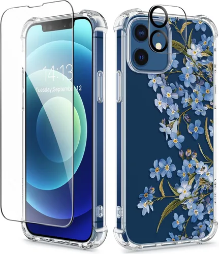 Miniatura 9 de GVIEWIN - Funda floral para iPhone 14 de 6.1 pulgadas, protector de pantalla + protector de lente de cámara, no se amarillenta, a prueba de golpes
