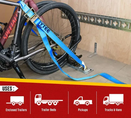 Miniatura 5 de Mytee Products Correas de Riel E de 2'' x 20' con Herrajes E de Resorte - Correas de Trinquete Azul Etrack con Resistencia de Rotura de Servicio