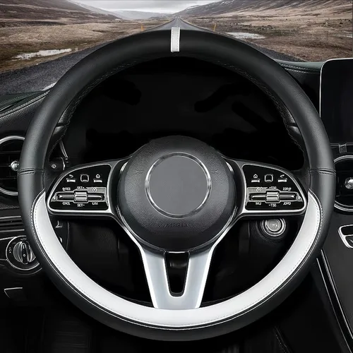 Funda de volante a medida para Porsche, funda de cuero napa antideslizante, diseño exclusivo para accesorios interiores de Porsche (blanca, para