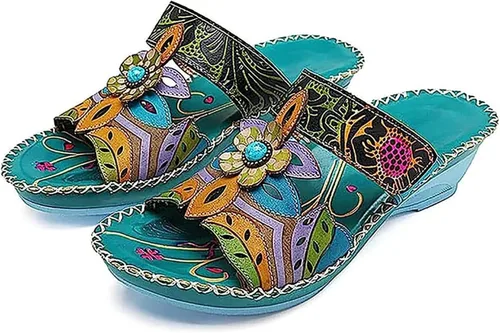 Miniatura 19 de Ladmiple - Sandalias ortopédicas de cuña para mujer, cómodas sandalias ortopédicas para caminar con soporte de arco 2024 Y-Verde