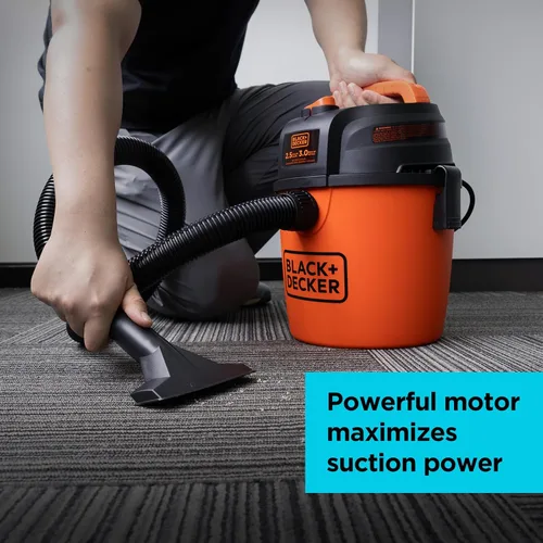 Miniatura 6 de BLACK+DECKER Aspiradora de Taller de 2.5 Galones, Aspiradora Húmeda y Seca de 3 HP Pico con Potente Succión, Portátil para Garaje, Automóvil y Uso