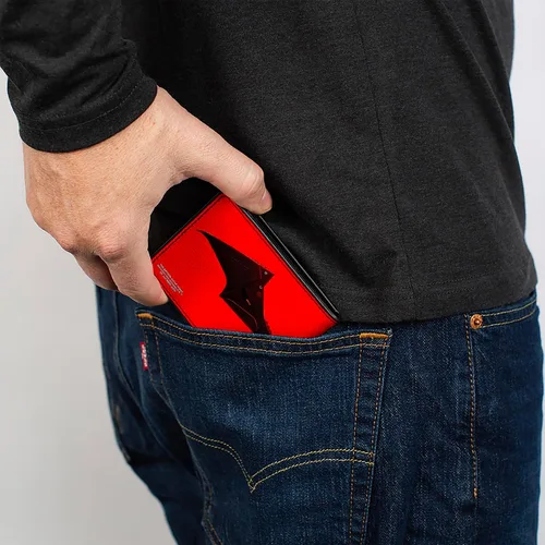 Miniatura 5 de Buckle-Down Cartera Bifold PU The Batman Película Murciélago Alas Desgastado Rojo Negro, Batman