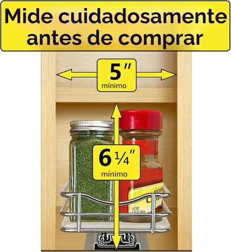 Miniatura 4 de LYNK PROFESSIONAL® Organizador de especias extraíble para armarios de cocina interiores - 4-3/8 pulgadas de ancho - cajón deslizante - Estante