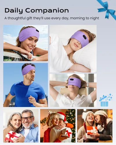 Miniatura 7 de MUSICOZY Auriculares para dormir de algodón de bambú, auriculares inalámbricos Bluetooth 5.4 para dormir de lado, diadema para dormir de lado