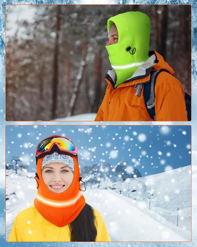 Miniatura 7 de JaGely 4 piezas de pasamontañas reflectante de alta visibilidad forro polar de invierno térmico ajustable cobertura completa para el cuello máscara