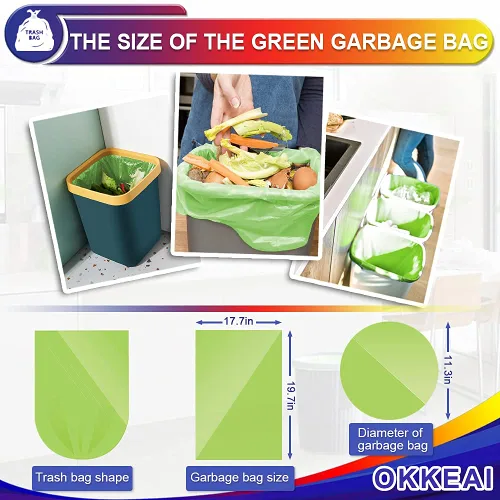 Miniatura 2 de OKKEAI Bolsas de basura pequeñas de 3 galones, 100 unidades, bolsas de basura pequeñas, bolsas de basura pequeñas de 10 litros, para baño, cocina