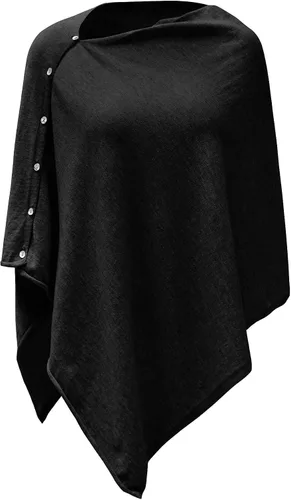PULI - Poncho versátil tejido para mujer con botones de peso ligero para primavera verano y otoño chal poncho capa suéter de punto