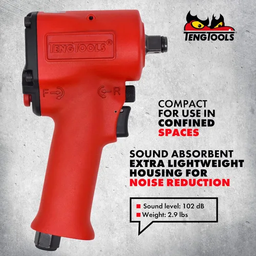 Miniatura 4 de Teng Tools ARWM12M - Pistola de llave de impacto neumática compacta reversible de 1/2 pulgada de alto par