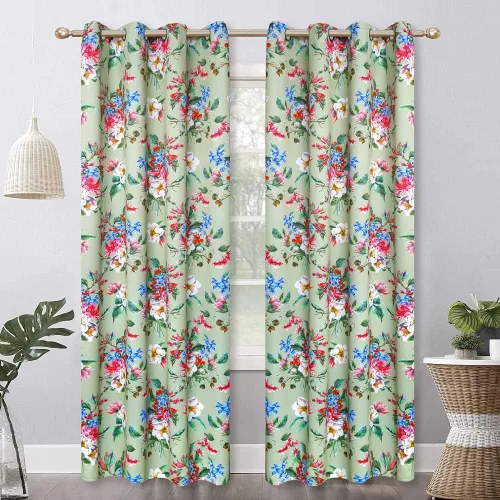 Wistown Cortinas opacas con ojales en la parte superior, cortinas florales para dormitorio, sala de estar, comedor, 52 x 96 pulgadas, 1 panel Verde