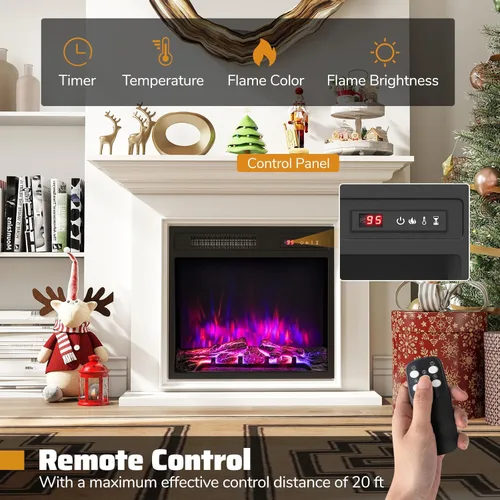 Miniatura 6 de Tangkula Inserto de chimenea eléctrica de 18 pulgadas, con control remoto, colores de llama ajustables y brillo, protección contra