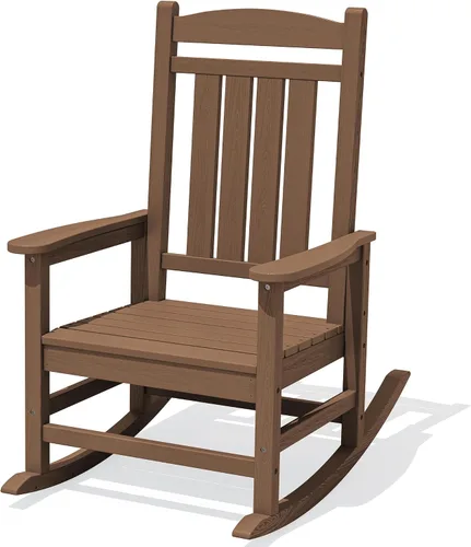 Miniatura 12 de KINGYES Mecedoras de polietileno de alta densidad para exteriores, sillas mecedoras para patio con soporte de 330 libras, balancín suave para porche