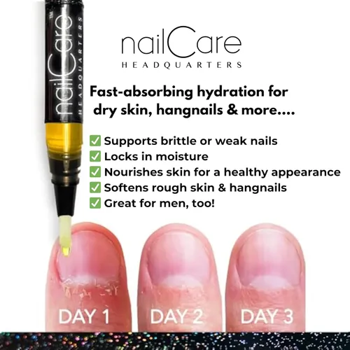 Miniatura 3 de Nail Care Headquarters Pluma de aceite de cutícula para uñas, fortalecedor de uñas y suero de crecimiento para uñas dañadas, uñas postizas