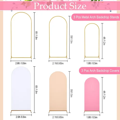 Miniatura 2 de Gisafai Juego de 6 soportes de metal para telón de fondo de arco y cubierta de arco de boda Chiara con cubierta de elastano para decoración de bodas