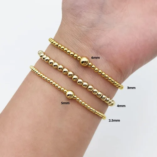 Miniatura 7 de INSPIRELLE - 300 cuentas pequeñas de 2,5 mm de latón chapado en oro pálido duradero. Cuentas redondas de metal sueltas para hacer joyas de pulsera
