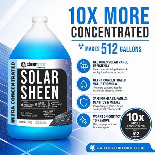 Miniatura 2 de Limpiador de paneles solares de 1 galón (hace 18.06 oz) - Solución de limpieza súper concentrada para vidrio, metal, madera y plástico - Elimina