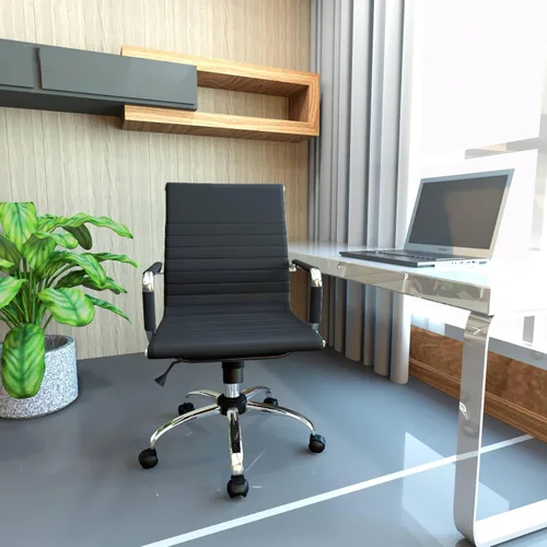 Miniatura 5 de LeisureMod Silla de oficina ejecutiva ergonómica con soporte lumbar, silla de escritorio giratoria de cuero ajustable, silla de computadora