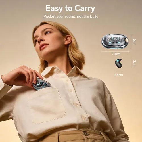 Miniatura 6 de Auriculares invisibles Bluetooth para dormir inalámbricos pequeños con cancelación de ruido, auriculares planos para dormir de lado, impermeables