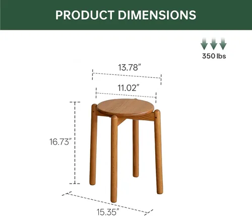 Miniatura 2 de Taburete apilable de roble, soporte pequeño para plantas, taburete redondo de madera para comedor, sala de estar, entrada, aula, escuela, 15.4 x