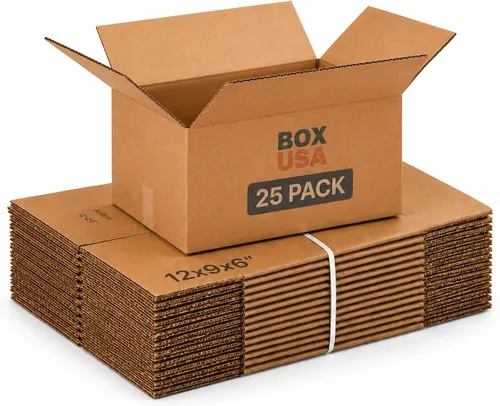BOX USA Cajas de envío de 12 pulgadas de largo x 9 pulgadas de ancho x 6 pulgadas de alto, paquete de 25 cajas pequeñas de cartón corrugado para