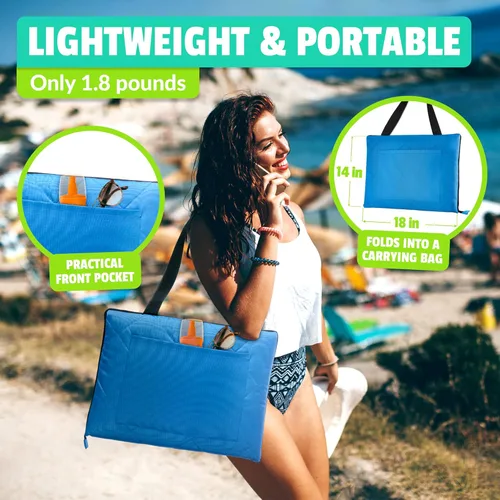 Miniatura 4 de Manta de picnic de la marca Roebury, resistente al agua y arena; ideal para el aire libre, viajar o acampar; de gran tamaño Se dobla en una bolsa