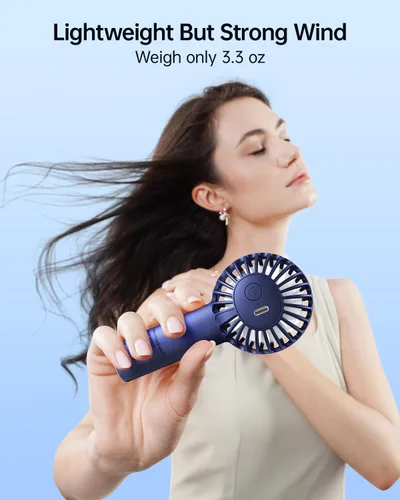 Miniatura 5 de SWEETFULL Mini ventilador portátil – Pequeño ventilador de mano, 3 velocidades, regalos de mano personales para artículos esenciales de viaje, Azul