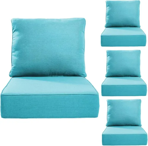 Miniatura 46 de Rilyson Cojines de patio para muebles de exterior, 22 x 24 pulgadas, respaldo alto y asiento profundo, cojín de exterior para sillas de patio, sofá