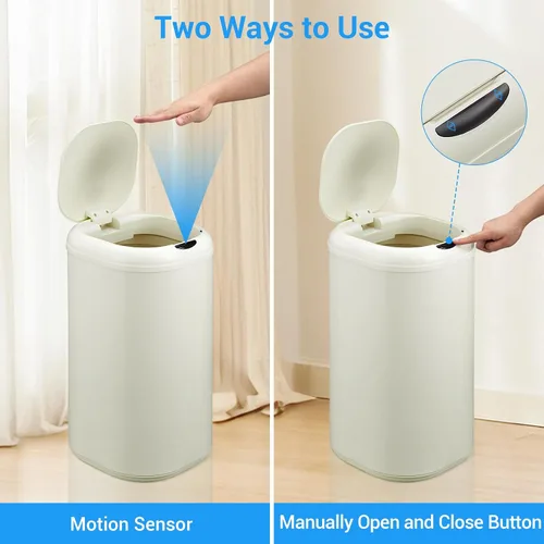 Miniatura 6 de Cubo de basura con sensor de movimiento de 8 galones con tapa, cubo de basura automático sin contacto, 30 litros inteligente de acero inoxidable