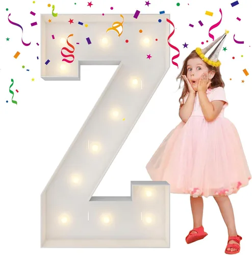 Miniatura 25 de Letras iluminadas con marco de 3 pies de alto, letras enormes con marco, marco de globos en mosaico, letra grande para decoraciones de compromiso