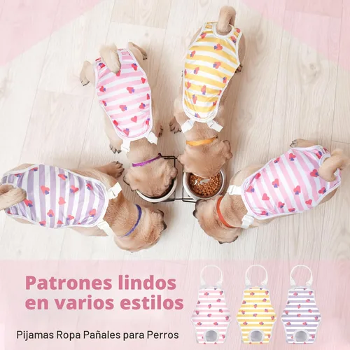 Miniatura 5 de Jollywoods Paquete de 3 pañales lavables para perras, bragas sanitarias con tirantes ajustables, pañales fijos reutilizables para perras