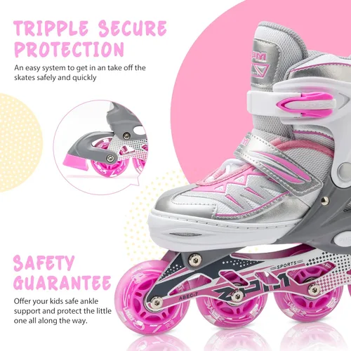 Miniatura 5 de 2PM SPORTS - Patines en línea Cytia para niñas, ajustables, con ruedas iluminadas, rosa, con ruedas con luces, patines divertidos y parpadeantes