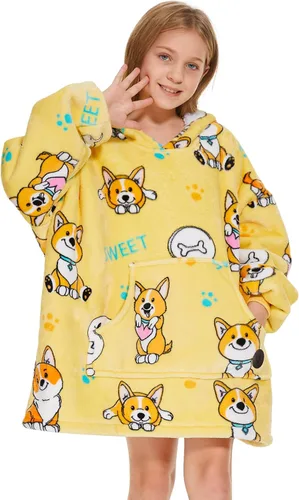 Miniatura 62 de Three Poodle - Manta con capucha portátil para niños, sudadera de sherpa de gran tamaño con capucha gigante, manta con capucha cálida y acogedora