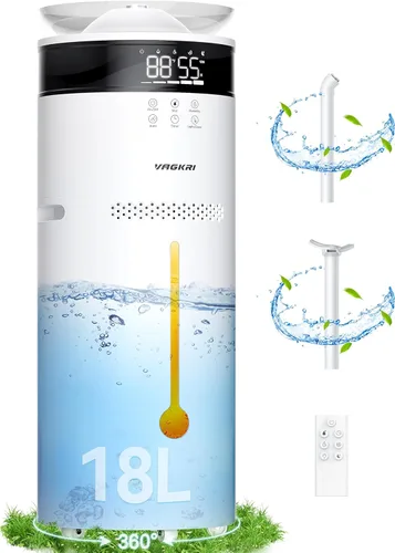 VAGKRI Humidificadores para Habitación Grande, Humidificador Ultrasónico de Niebla Fría de 18L para el Hogar de 2000 pies cuadrados, 5 Niveles de