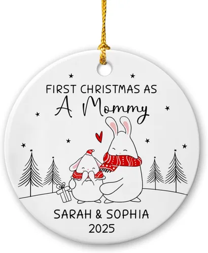 Miniatura 9 de Adorno de cerámica personalizado para la segunda Navidad de león para bebé, regalo de 2º adorno de árbol de Navidad de león para bebé, recuerdo