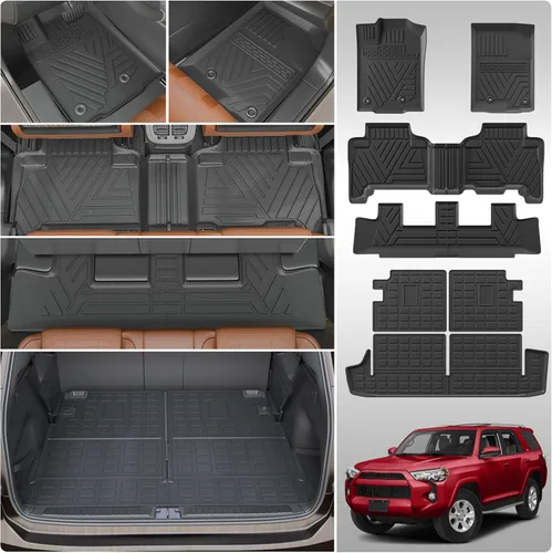 Alfombrillas compatibles con Toyota 4 Runner 2013-2024, 7 asientos, forro de carga, forro para maletero, protectores para asiento trasero,